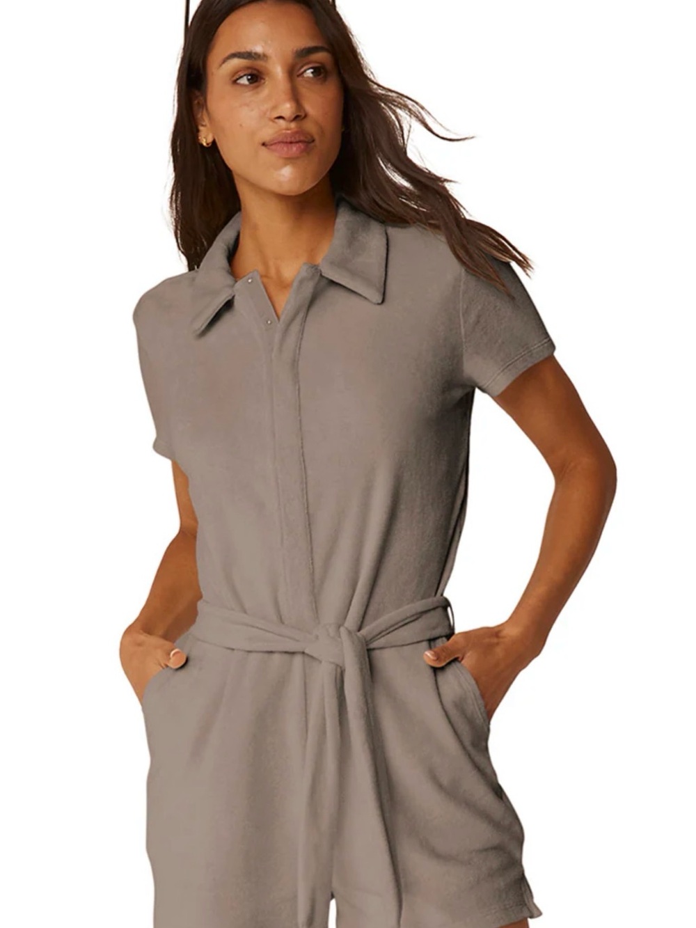 Beyond Yoga neutral beige terry romper (Small)